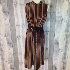 Eloquii Size 18 Striped Sleeveless Belted Dress